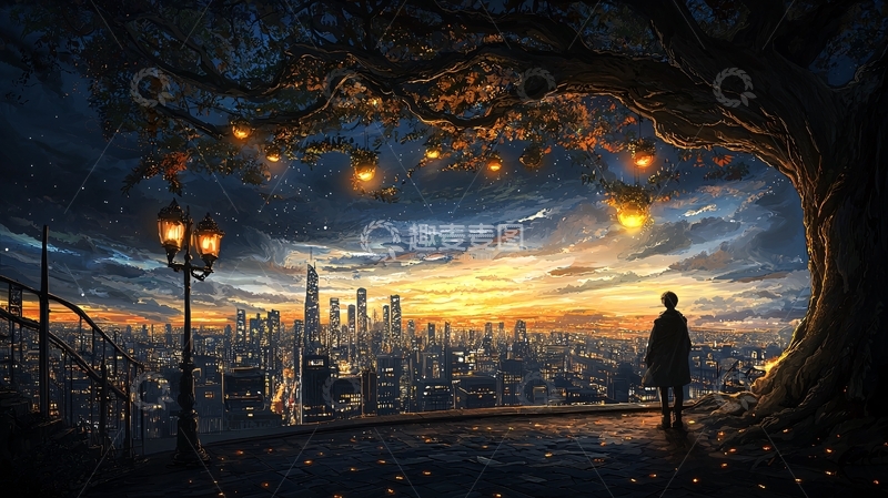 高清大图下载【趣麦麦图】夜幕下的城市剪影