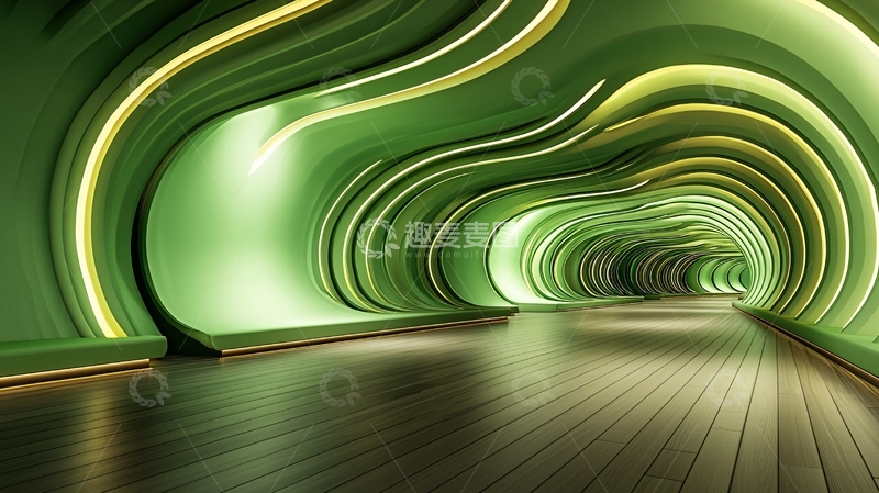 高清大图下载【趣麦麦图】绿色发光隧道