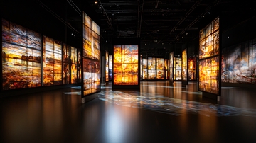 展览空间内发光屏幕墙