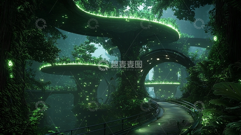 高清大图下载【趣麦麦图】未来感森林小屋