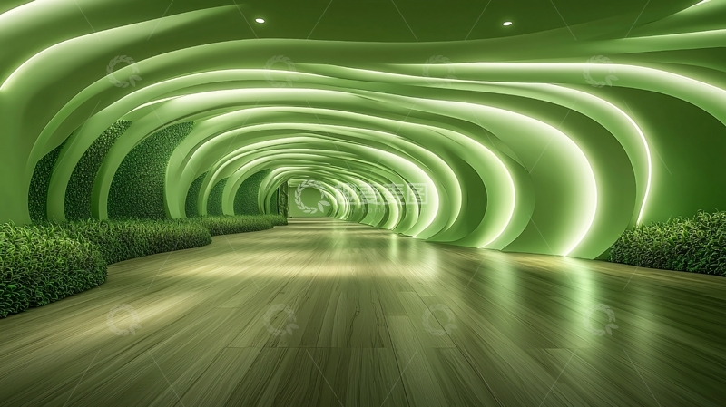 高清大图下载【趣麦麦图】绿色隧道走廊