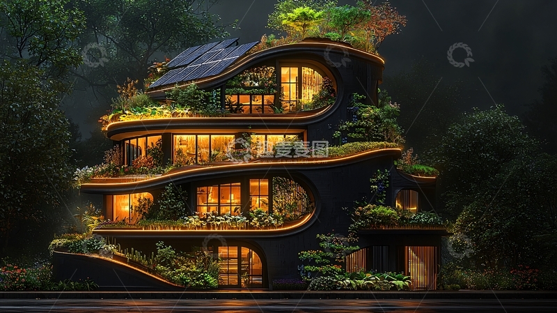 高清大图下载【趣麦麦图】未来主义森林住宅