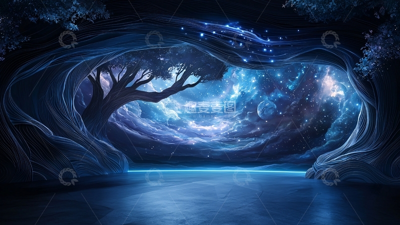 高清大图下载【趣麦麦图】梦幻光影树洞