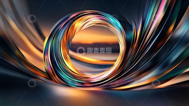 高清大图下载【趣麦麦图】彩色光环流动抽象背景