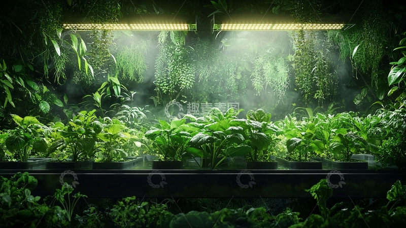 室内植物生长在人造光下