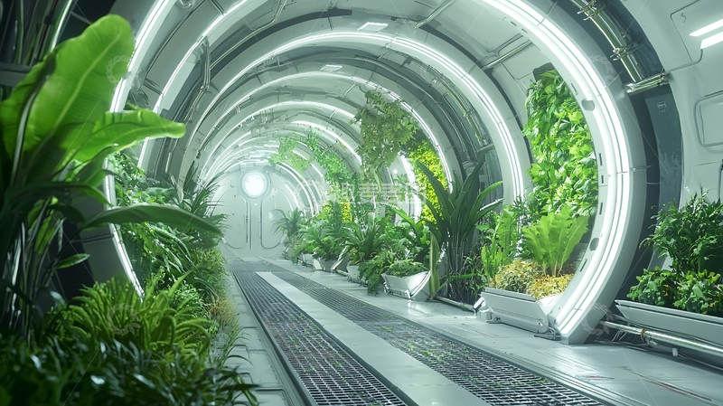 高清大图下载【趣麦麦图】未来感植物走廊