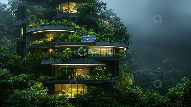 高清大图下载【趣麦麦图】绿植环绕的未来建筑