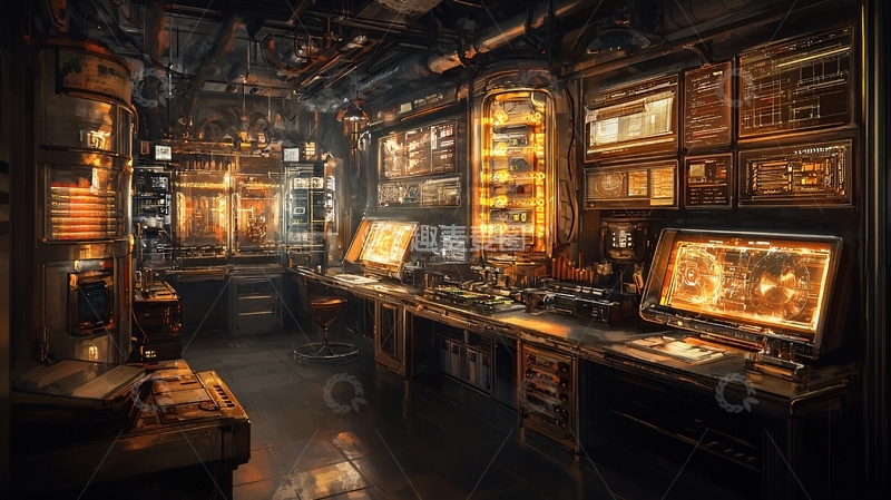 高清大图下载【趣麦麦图】复古科技感实验室