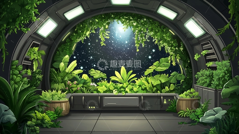 高清大图下载【趣麦麦图】植物环绕的未来空间