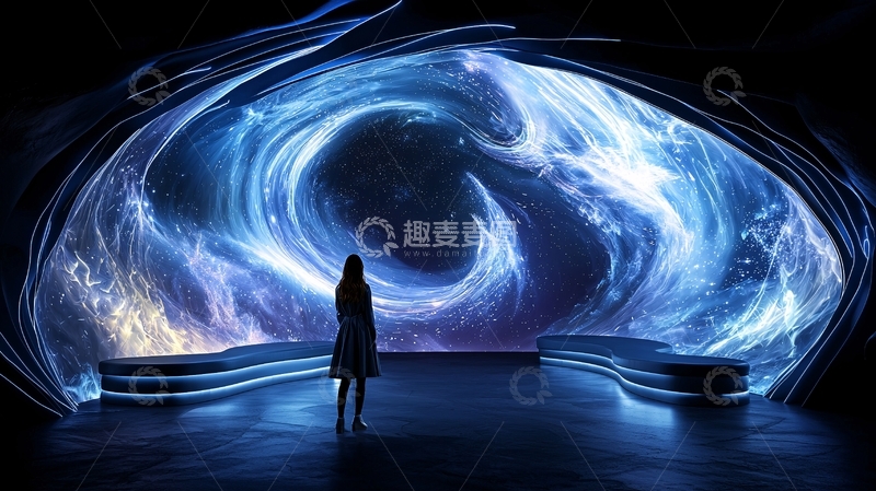 高清大图下载【趣麦麦图】蓝色漩涡前的孤独身影