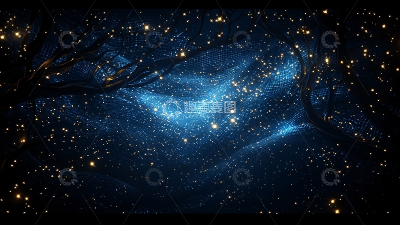高清大图下载【趣麦麦图】深蓝色星云与星光点缀