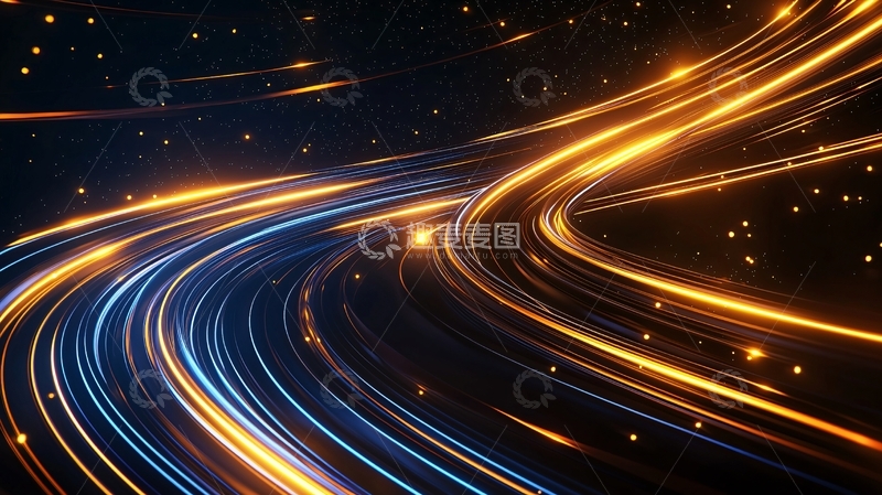 高清大图下载【趣麦麦图】金色蓝色光线交织