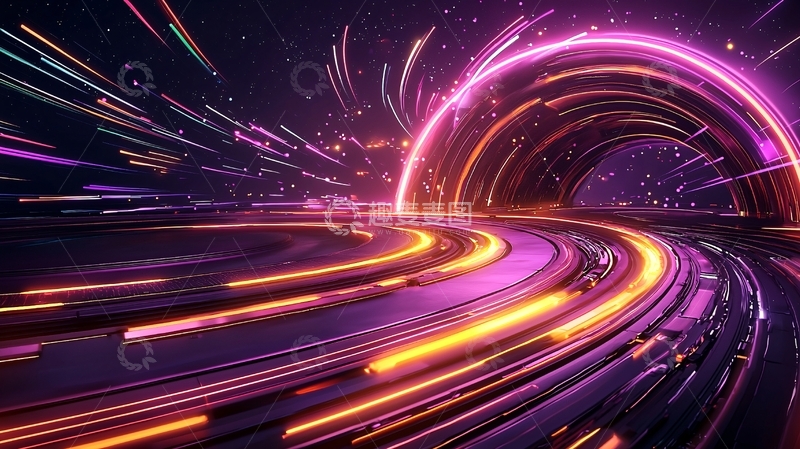 高清大图下载【趣麦麦图】科技感光束隧道