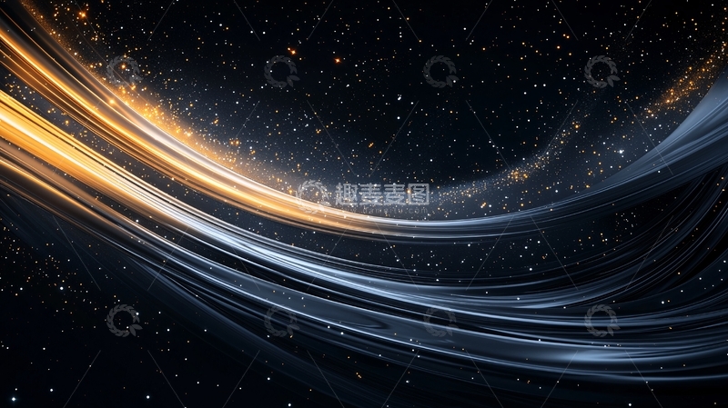 高清大图下载【趣麦麦图】流动的金色与蓝色光线