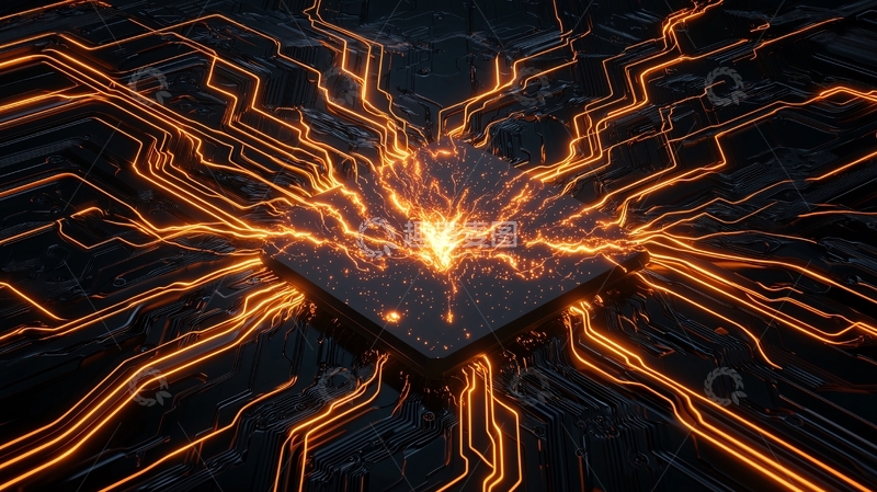 高清大图下载【趣麦麦图】科技电路板发光细节
