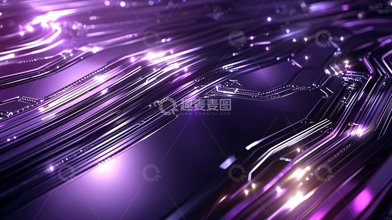 高清大图下载【趣麦麦图】紫色电路板发光线条科技感
