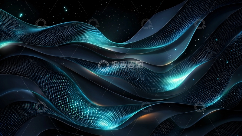 高清大图下载【趣麦麦图】抽象蓝色光泽曲线