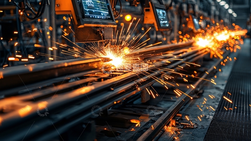 高清大图下载【趣麦麦图】焊接火花飞溅的金属管