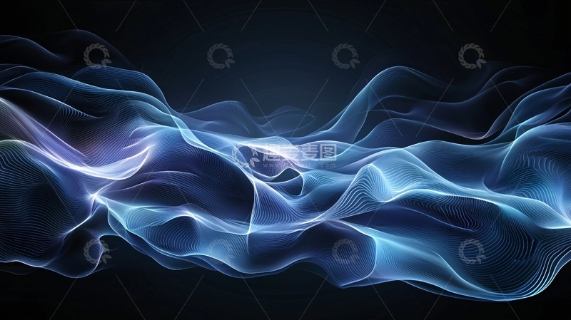 高清大图下载【趣麦麦图】蓝色光线流动的抽象背景