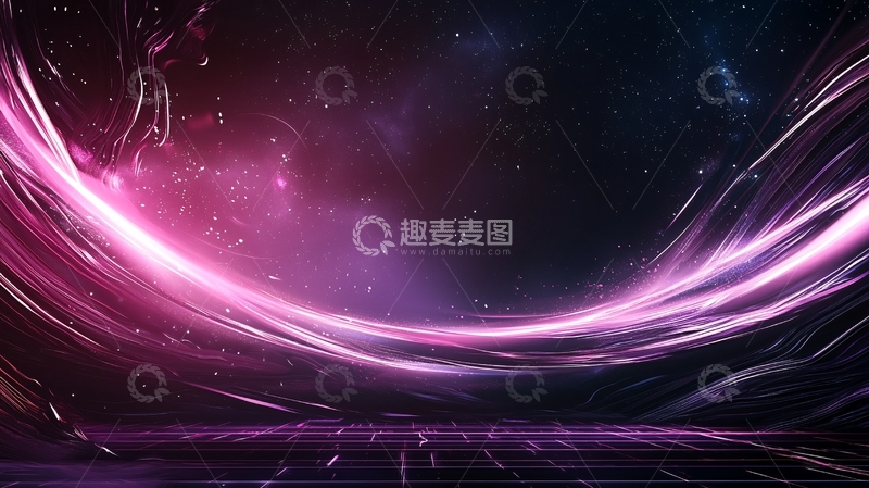 高清大图下载【趣麦麦图】紫色光线流动的宇宙