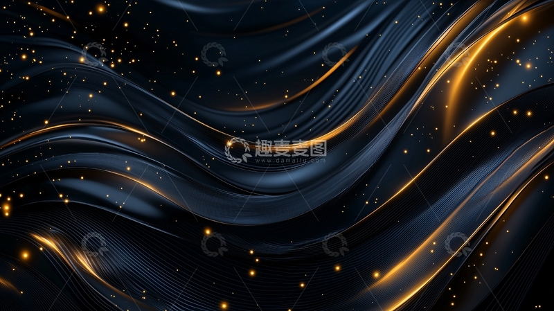 抽象的黑色金色流线型背景