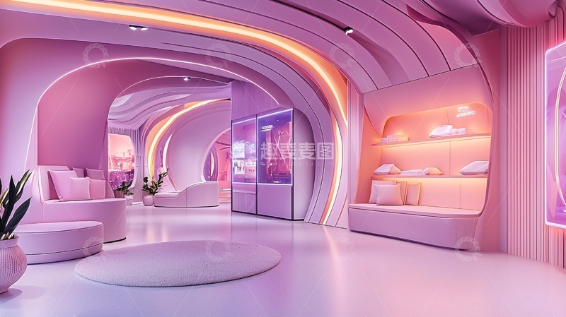 高清大图下载【趣麦麦图】粉色未来感室内设计