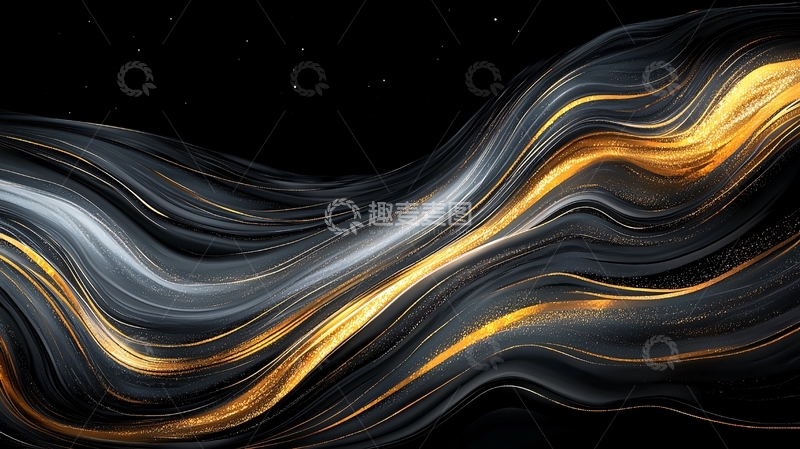 高清大图下载【趣麦麦图】流动的金银色光线背景
