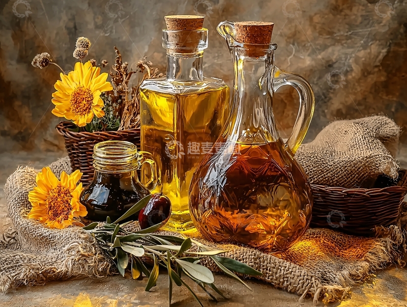 高清大图下载【趣麦麦图】玻璃瓶装食用油静物