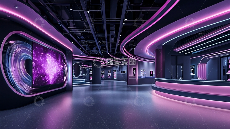高清大图下载【趣麦麦图】紫色科技感空间