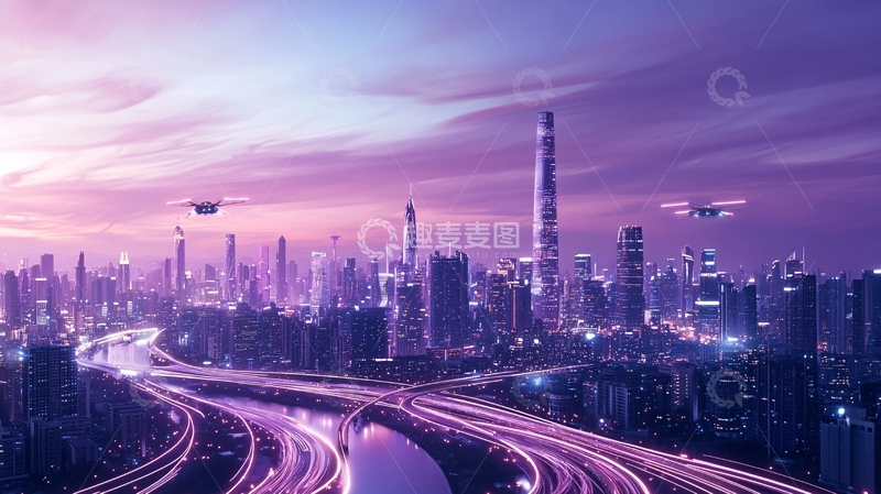 高清大图下载【趣麦麦图】未来都市夜景421