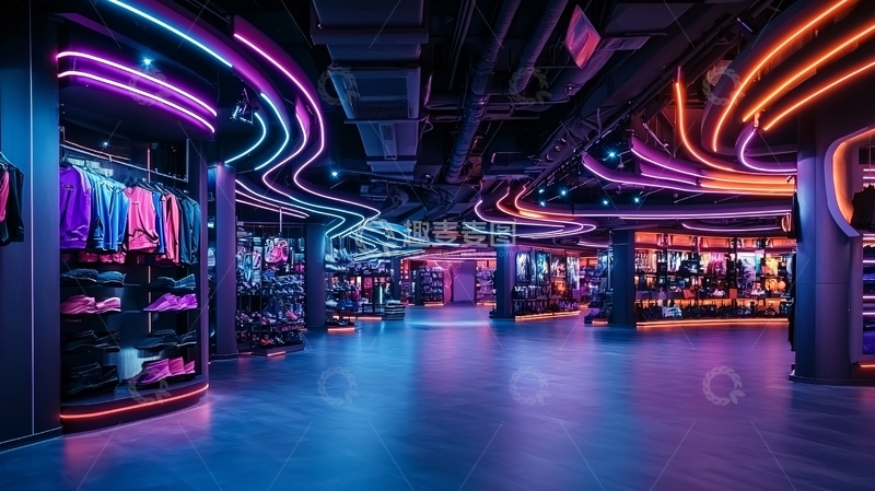 高清大图下载【趣麦麦图】霓虹灯下的商店