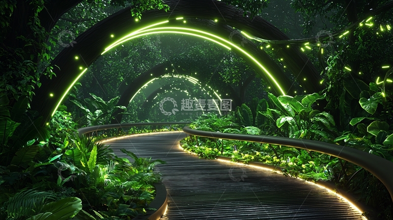 高清大图下载【趣麦麦图】未来科技感森林场景