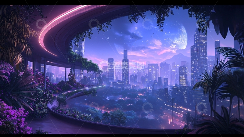 高清大图下载【趣麦麦图】科幻城市夜景