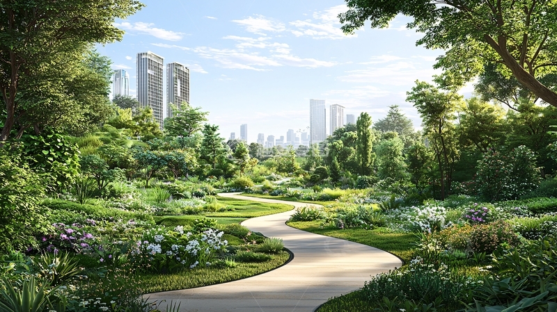高清大图下载【趣麦麦图】城市背景下的绿地景观