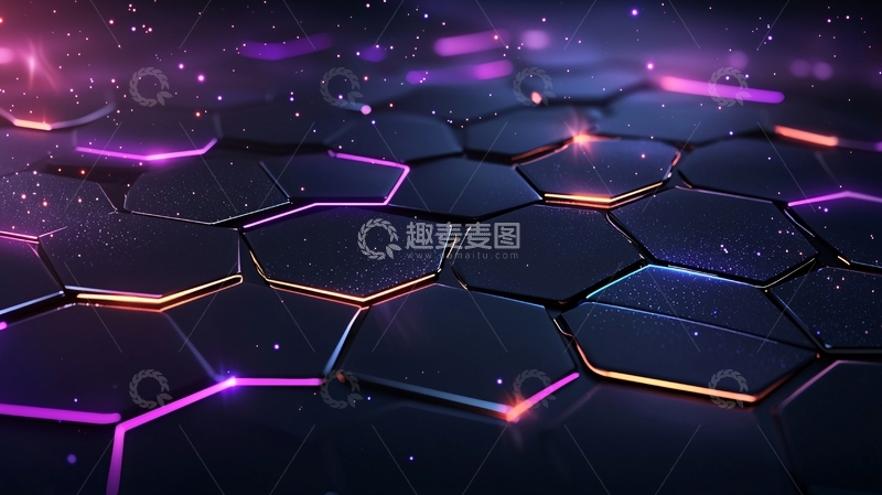 高清大图下载【趣麦麦图】未来科技感六边形图案