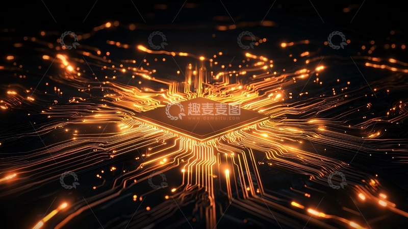 高清大图下载【趣麦麦图】芯片电路板发光特写