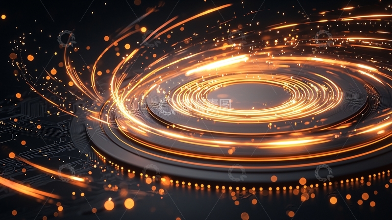 高清大图下载【趣麦麦图】金色光环旋转的科技感