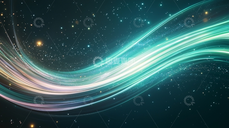 高清大图下载【趣麦麦图】发光线条与星空背景