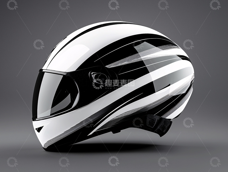 高清大图下载【趣麦麦图】黑白条纹的流线型头盔