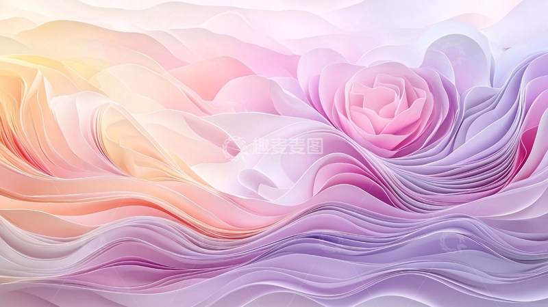 高清大图下载【趣麦麦图】柔和渐变色彩抽象波浪