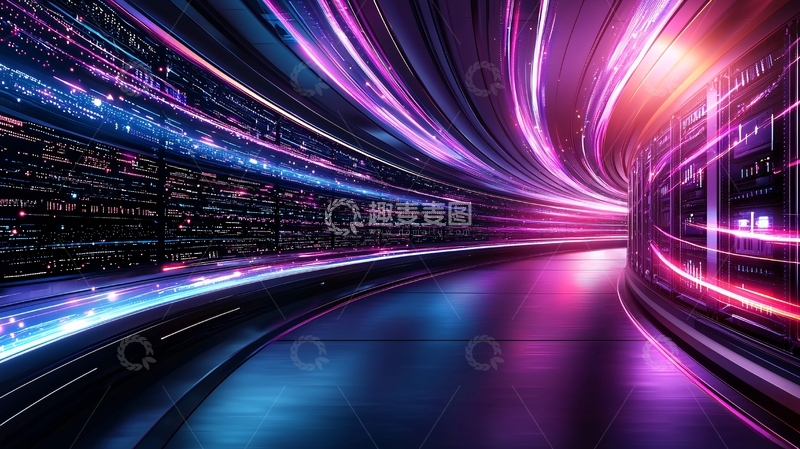 高清大图下载【趣麦麦图】科技感光线穿梭夜景