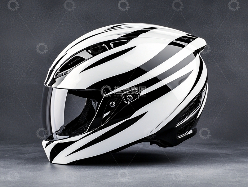 高清大图下载【趣麦麦图】黑白条纹头盔