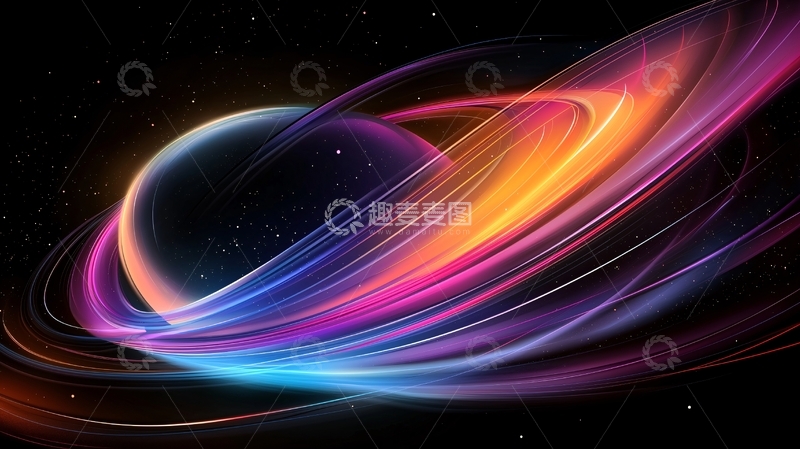 高清大图下载【趣麦麦图】抽象色彩环绕星球