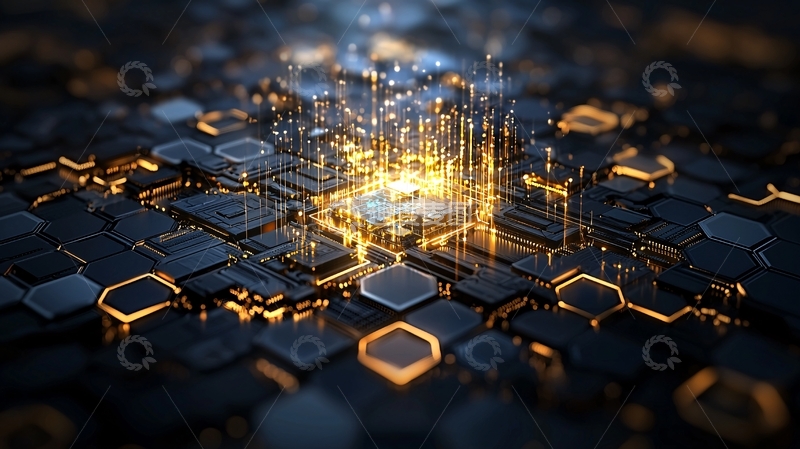 高清大图下载【趣麦麦图】科技感电路发光抽象图