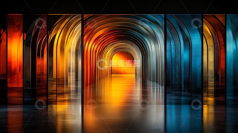 高清大图下载【趣麦麦图】抽象色彩隧道