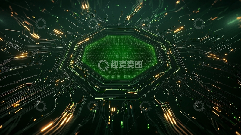 高清大图下载【趣麦麦图】电路板绿色中心光晕