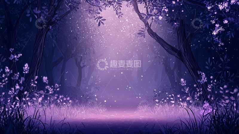 高清大图下载【趣麦麦图】紫色梦幻森林