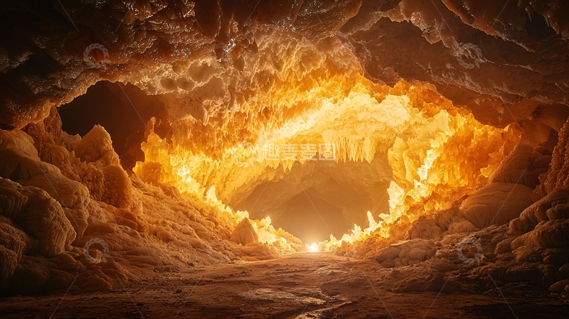 高清大图下载【趣麦麦图】燃烧的洞穴入口