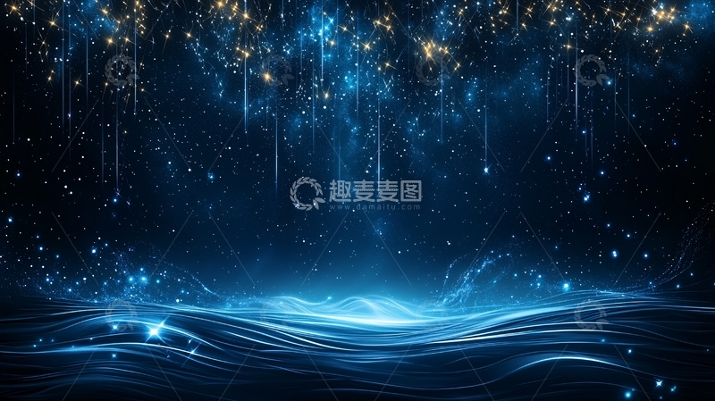 高清大图下载【趣麦麦图】深蓝色梦幻水面发光