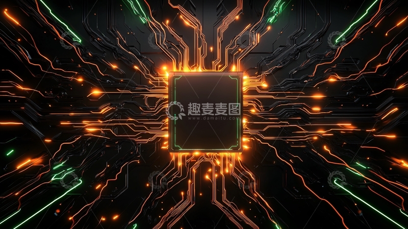 高清大图下载【趣麦麦图】发光芯片电路板